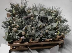 Kerstdecoratie Takbessen in pot H16cm - kunststof - multicolor