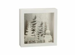 Kerstdecoratie 24,5x24,5x7cm - PVC & glas - wit & zilver