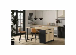 Keukeneiland Ilotfon 200x100cm - melamine - french oak & nox