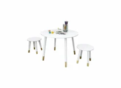 Kinderset tafel & 2 stoelen - MDF & hout - wit