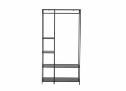 Kledingrek Gallo 90x40x178cm - melamine & metaal - zwart