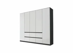 Kleerkast 226cm - decor - alpinewit/grijs