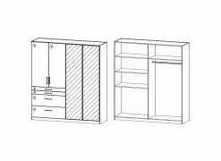 Kleerkast 181cm - decor - hoogglans wit