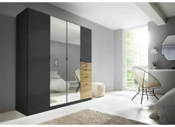 Kleerkast 181cm - decor - metallic grijs & artisanale eik