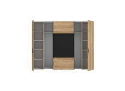 Kleerkast Dalate 271cm - decor - kastanje eik & mat zwart