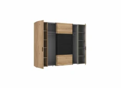 Kleerkast Dalate 271cm - decor - kastanje eik & mat zwart