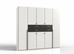 Kleerkast Denver 225cm - decor - wit & carbon eik
