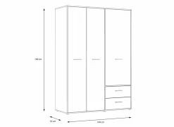 Kleerkast Mokkaro 145cm - decor - wit & sonoma eik