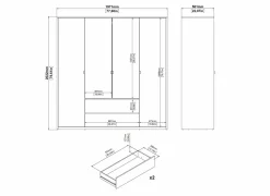 Kleerkast Next 197x58x202cm - decor - wit & jackson hickory