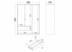 Kleerkast Next 149x58xH202cm - decor - wit & jackson hickory