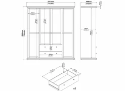 Kleerkast Paris 181cm - decor - mat grijs