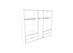 Kleerkast Quadraspin 226cm - decor - artisanale eik/ metallic grijs