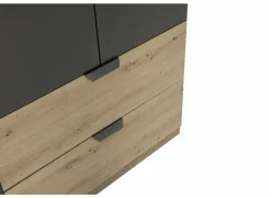 Kleerkast Quadraspin 226cm - decor - artisanale eik/ metallic grijs