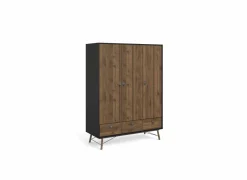 Kleerkast Ry 151cm - decor - mat zwart/okkernoot