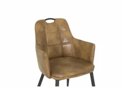 Kuipstoel 58,5x53x87,5cm - lederlook - cognac