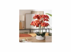 Kunstplant Orchidee H60cm - kunststof/keramiek - oranje