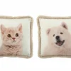 Kussen Hond Kat  45x45cm - stof - beige