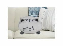Kussen Kitty 33x20cm - polyester - grijs