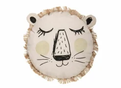 Kussen Leeuw 44x44cm - katoen - beige wit