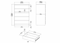 Ladekast Naia 77x50x112cm - melamine - mat zwart