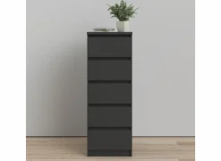 Ladekast Naia 41x50x111cm - melamine - mat zwart