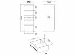 Ladekast Naia 41x50x111cm - melamine - mat zwart