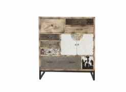 Ladekast Raffles 90x40x100cm - mango massief  - bruin & multikleur