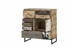 Ladekast Raffles 90x40x100cm - mango massief  - bruin & multikleur