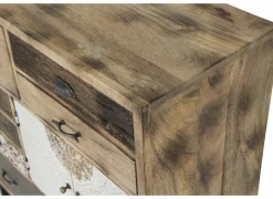 Ladekast Raffles 90x40x100cm - mango massief  - bruin & multikleur