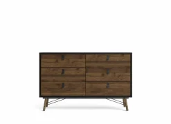 Ladekast Ry 151x41x95cm - decor - mat zwart/okkernoot