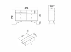 Ladekast Ry 151x41x95cm - decor - mat zwart/okkernoot