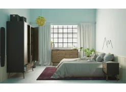 Ladekast Ry 151x41x95cm - decor - mat zwart/okkernoot