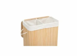 Linnenmand met 2 vakken 52x32x63cm - bamboe - naturel