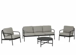 Loungeset Airy aluminium wicker - greige/zwart