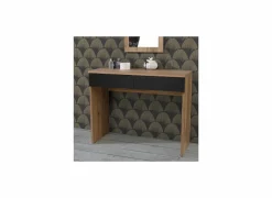 Make-up tafel Dalate 100x41x80cm - decor - kastanje eik & mat zwart