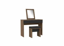 Make-up tafel Dolce met spiegel 100x42x132cm - decor - mud oak & black oak