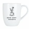 Mok Cosy Drink happy thoughts 53cl - porselein - wit