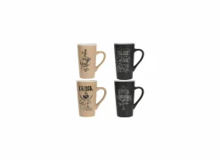 Mok Hot drink 50cl Ø9,1x15cm - porselein - zwart & beige