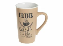 Mok Hot drink 50cl Ø9,1x15cm - porselein - zwart & beige