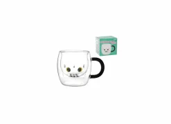 Mok Latte White Cat - glas - transparant