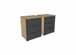 Nachtkastje Aditio 47x42x62cm - decor - artisanale eik & grijs metallic