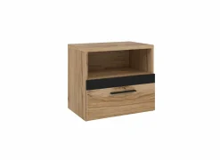 Nachtkastje Dalate 50,2x33,8x45,2cm - decor - kastanje eik & matzwart