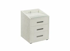 Nachtkastje Moon 48x47x62cm - stof - crème