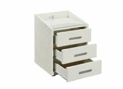 Nachtkastje Moon 48x47x62cm - stof - crème