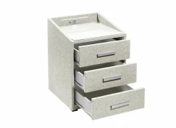 Nachtkastje Moon 48x47x62cm - stof - ivoor