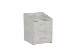 Nachtkastje Moon 48x47x62cm - stof & glas - grijs