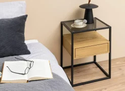Nachtkastje 40x35x60cm - decor - eik & zwart