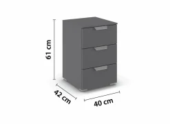 Nachtkastje 40x42x61cm - decor - grijs metallic
