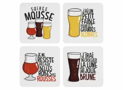 Onderzetters voor glazen 9,5x9,5cm - hout - multicolor - set van 4