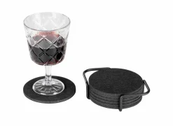 Onderzetters voor glazen Folze Ø10cm - vilt - zwart - set van 9